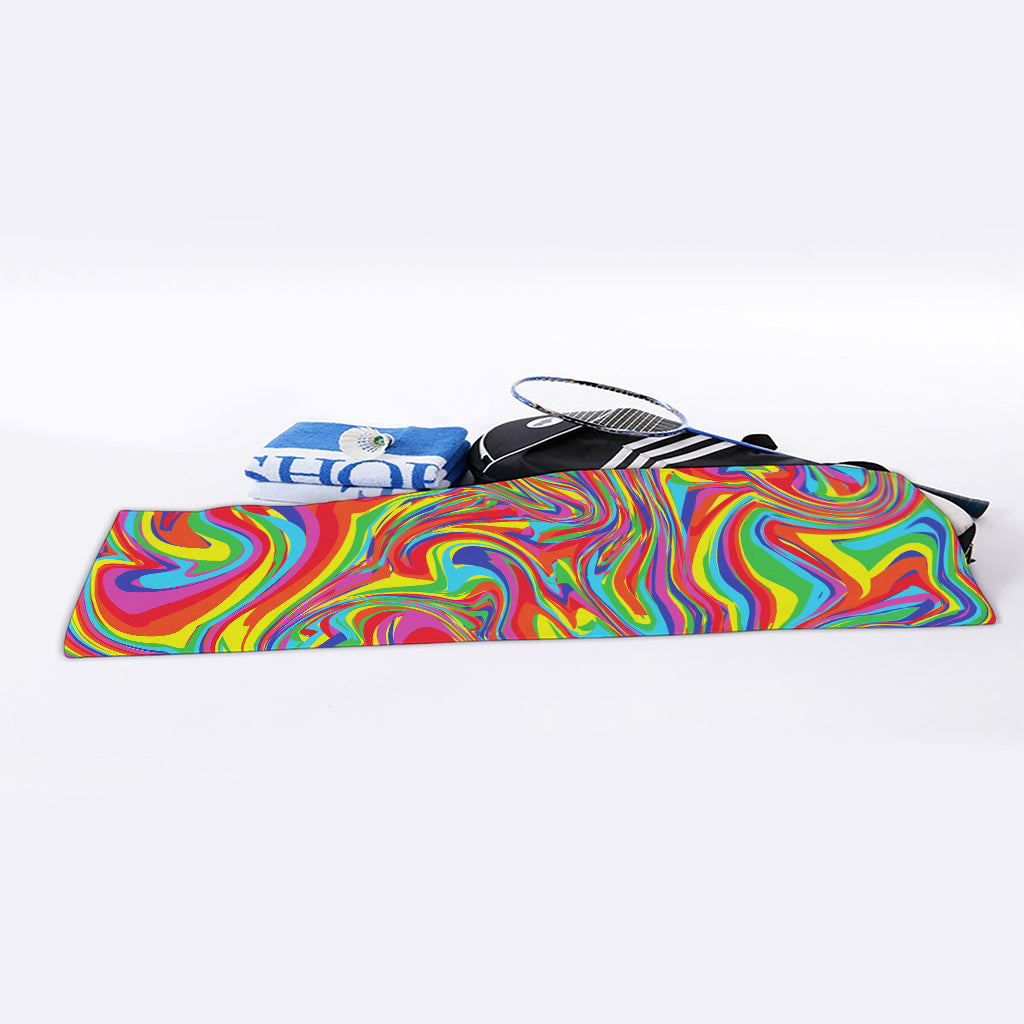 Rainbow Rave Print Sports Towel