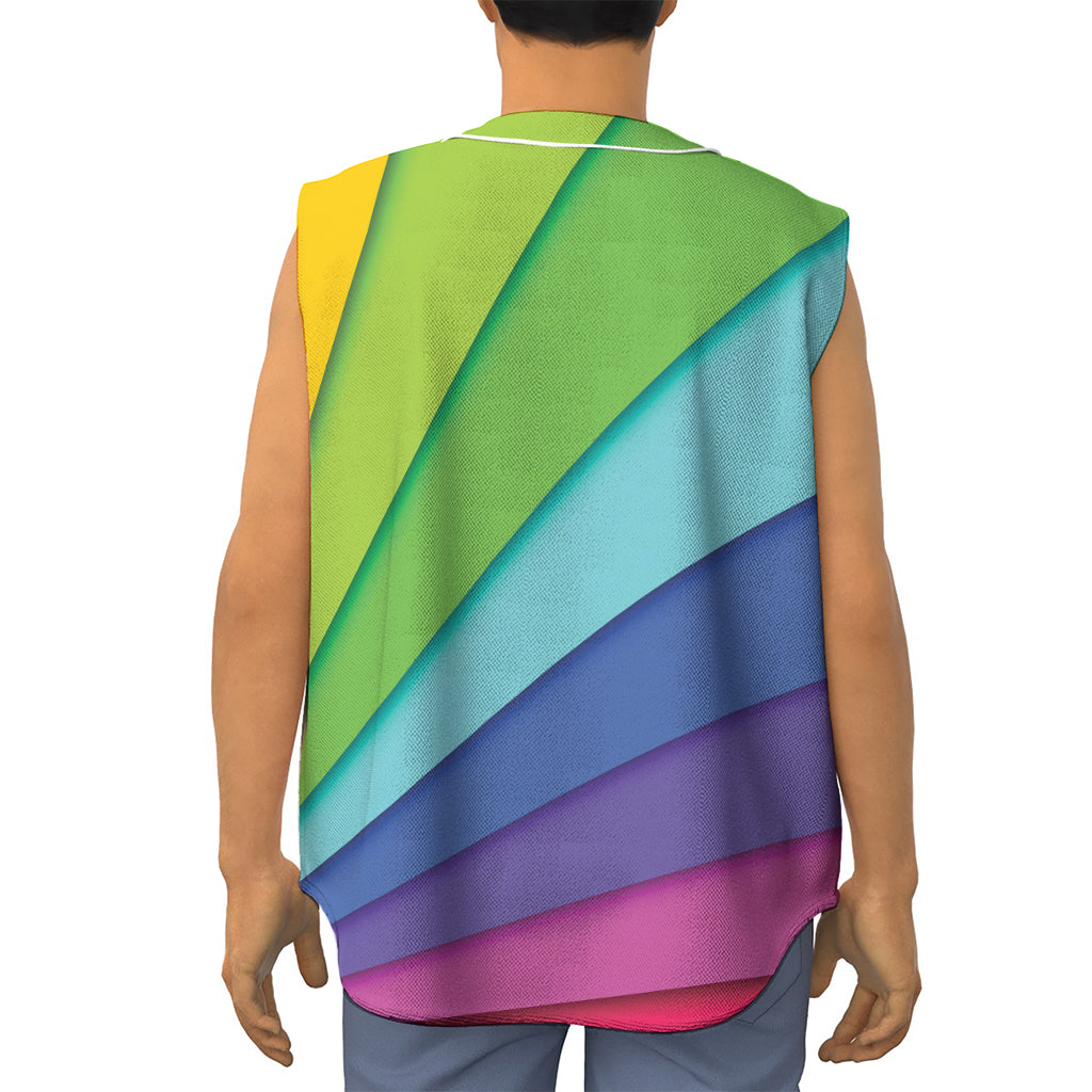 Rainbow Shades Print Sleeveless Baseball Jersey