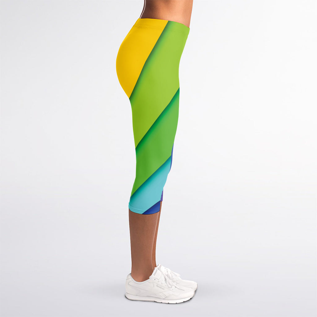 Rainbow Shades Print Women's Capri Leggings