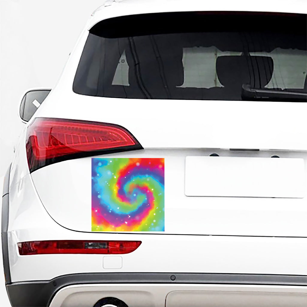 Rainbow Spiral Tie Dye Print Car Sticker