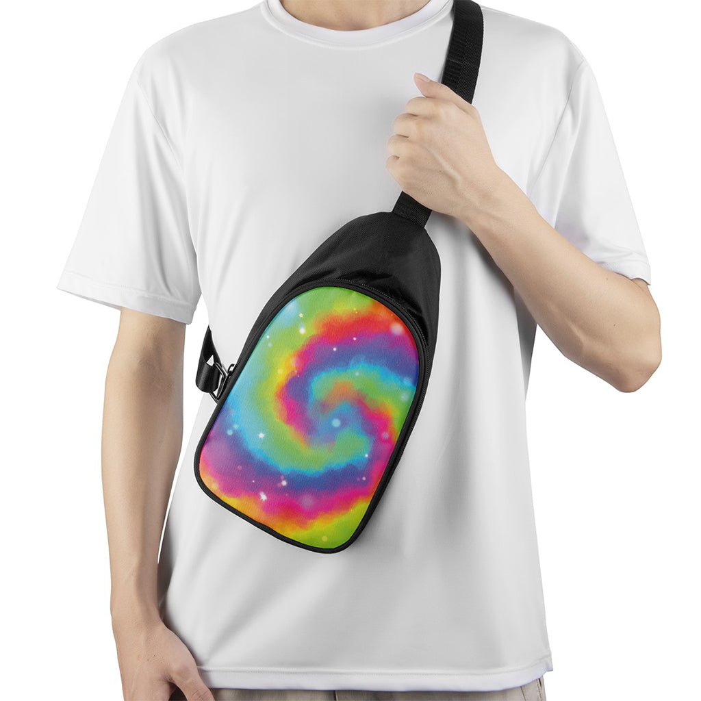 Rainbow Spiral Tie Dye Print Chest Bag