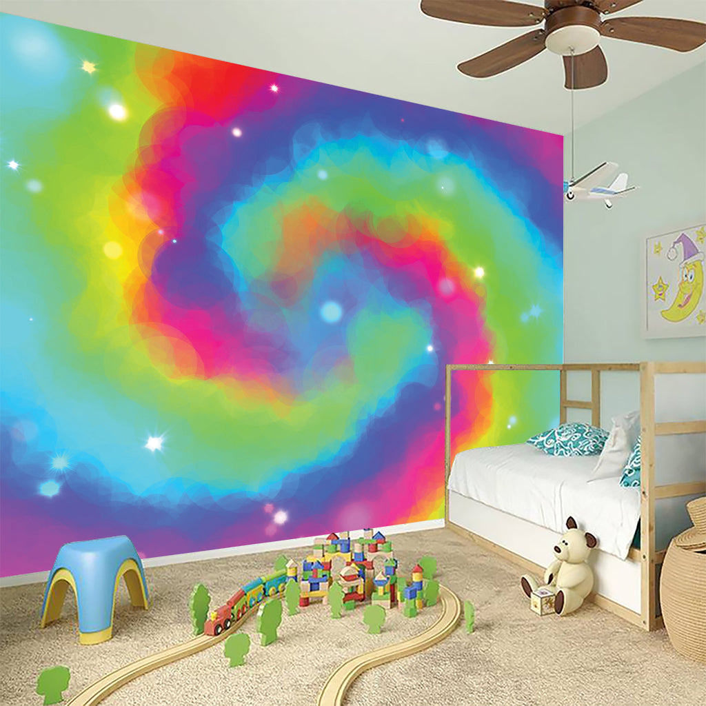 Rainbow Spiral Tie Dye Print Wall Sticker