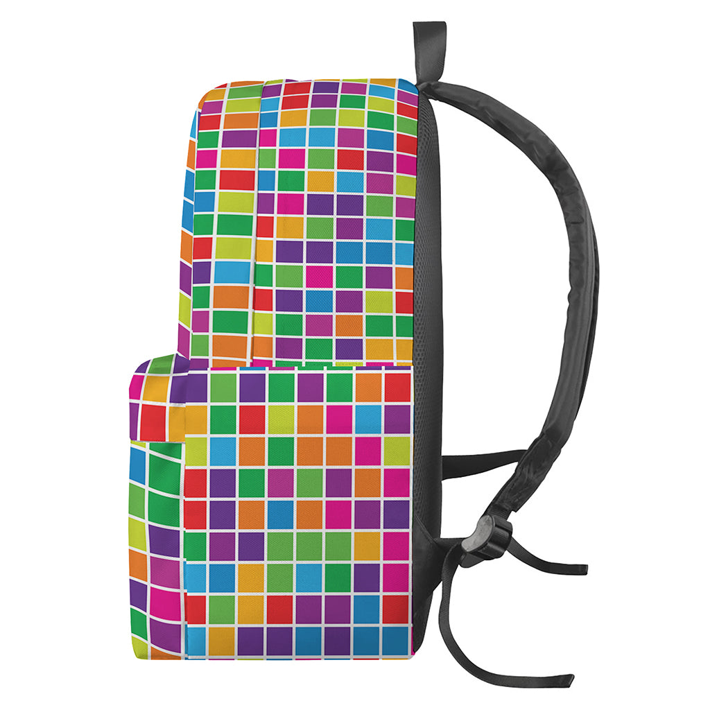 Rainbow Squares Pattern Print Backpack