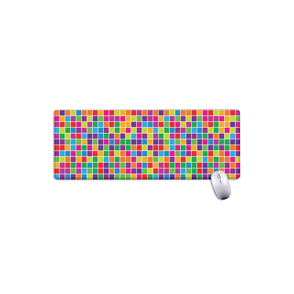 Rainbow Squares Pattern Print Extended Mouse Pad