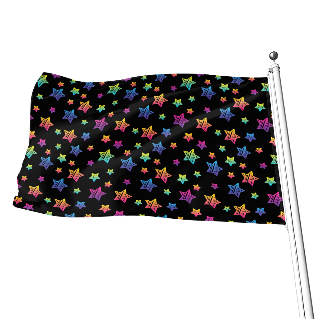 Rainbow Stars Pattern Print Flag