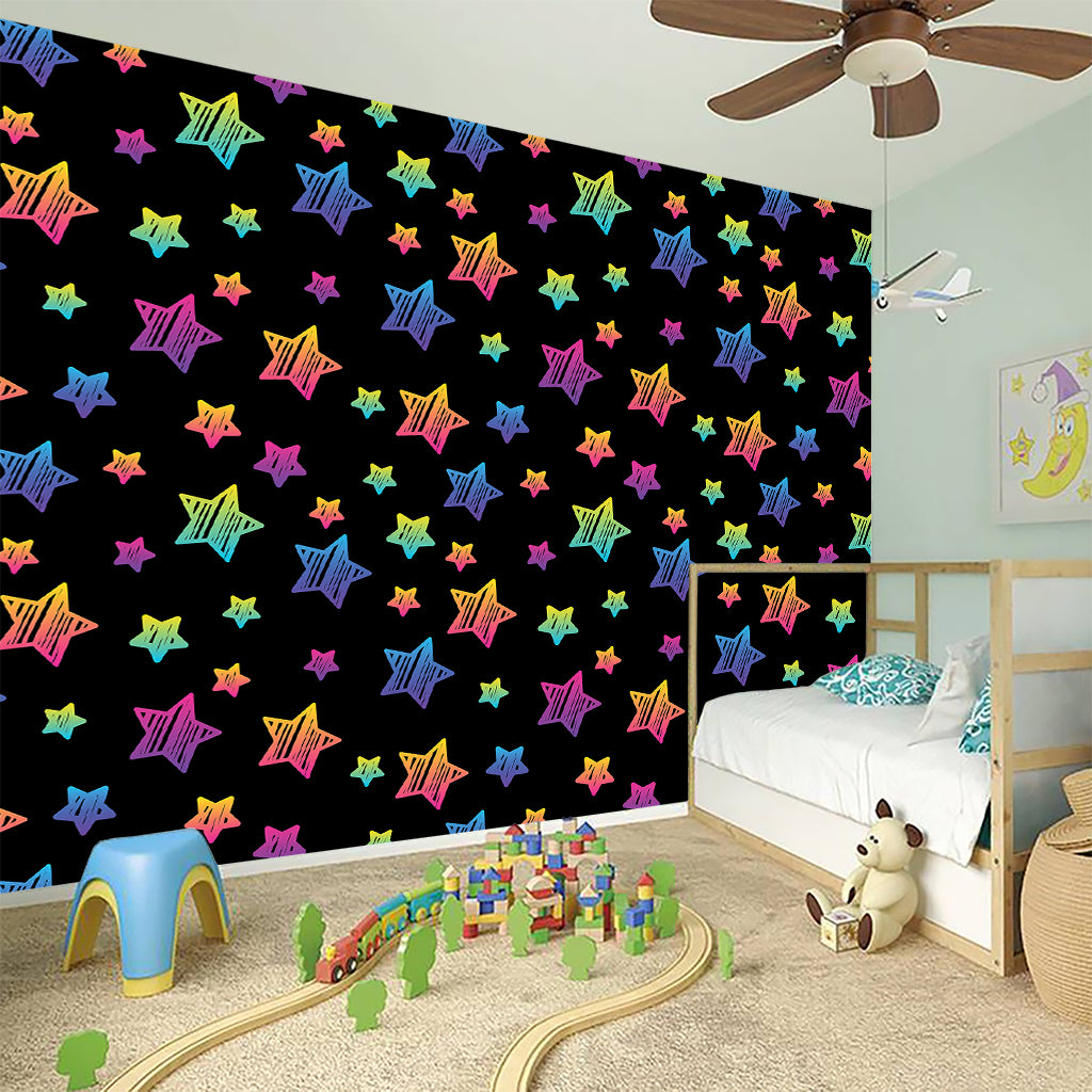 Rainbow Stars Pattern Print Wall Sticker