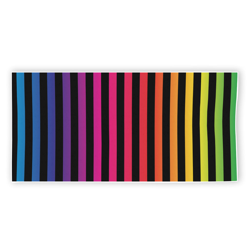 Rainbow Striped Pattern Print Beach Towel
