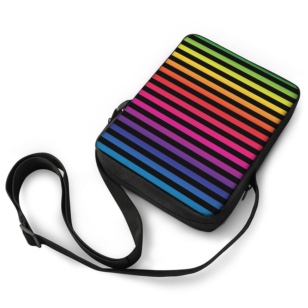 Rainbow Striped Pattern Print Rectangular Crossbody Bag