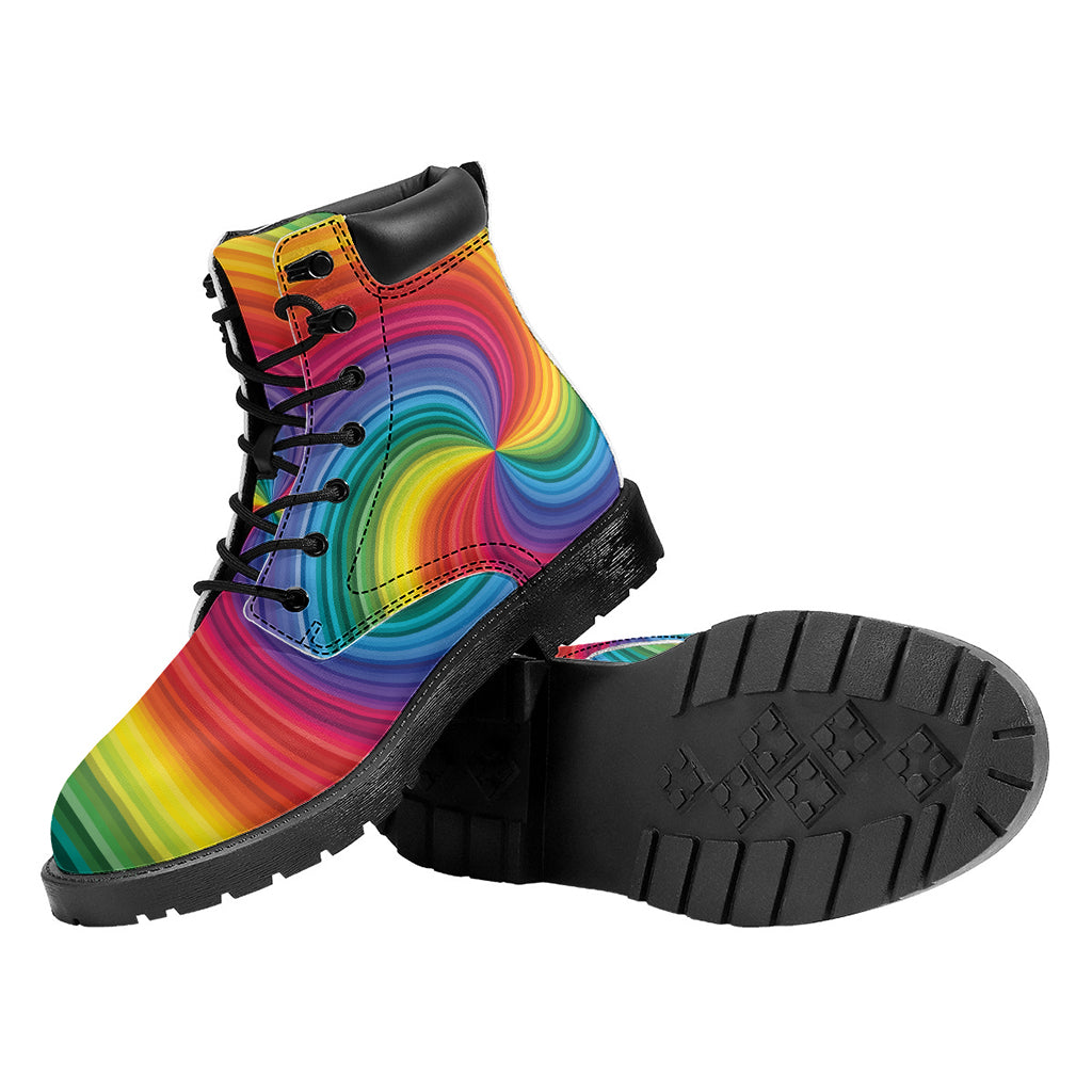 Rainbow Swirl Print Work Boots
