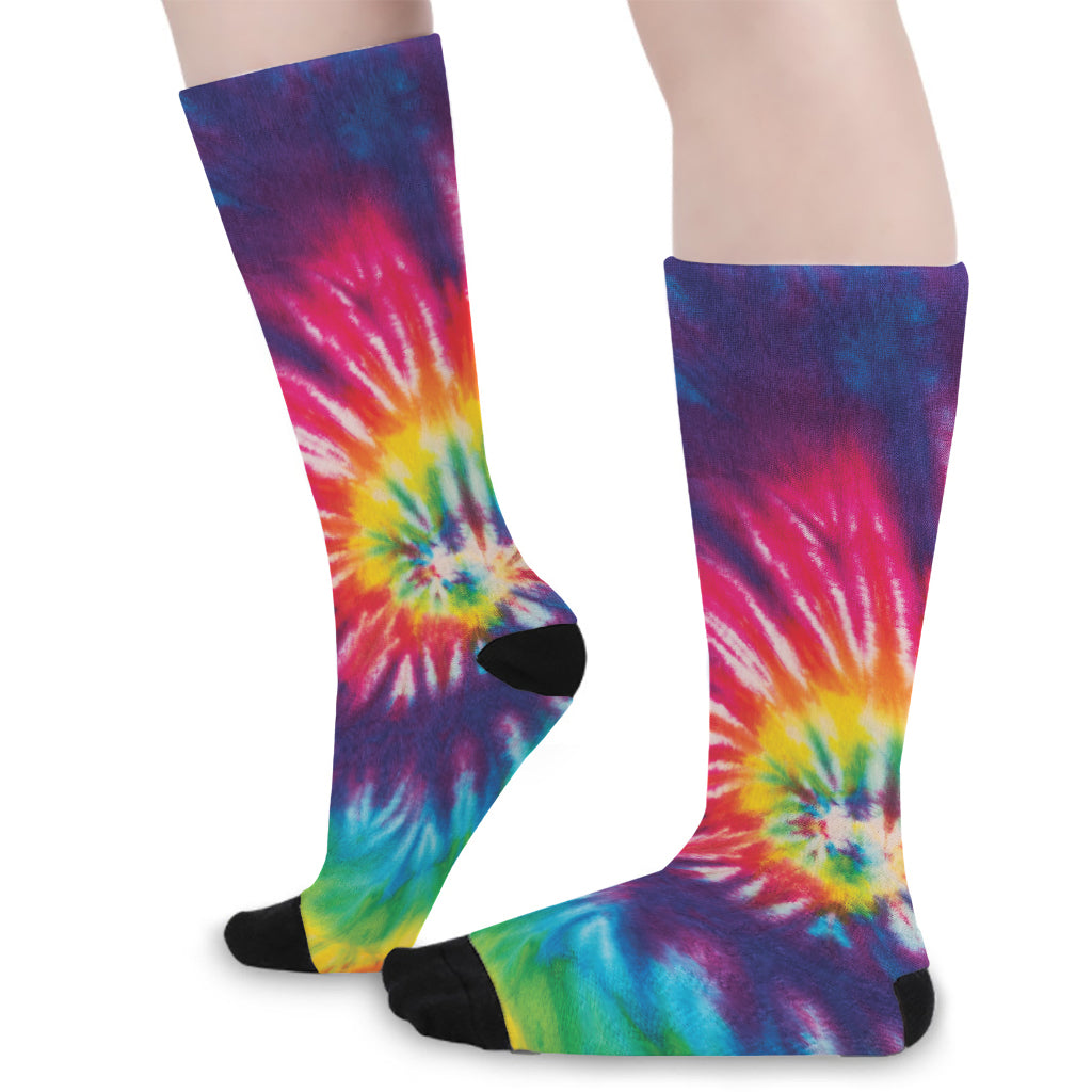 Rainbow Tie Dye Print Long Socks