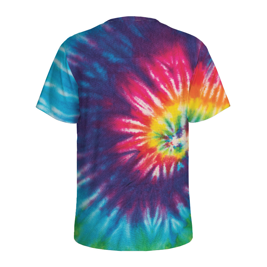 Rainbow Tie Dye Print Men's Sports T-Shirt