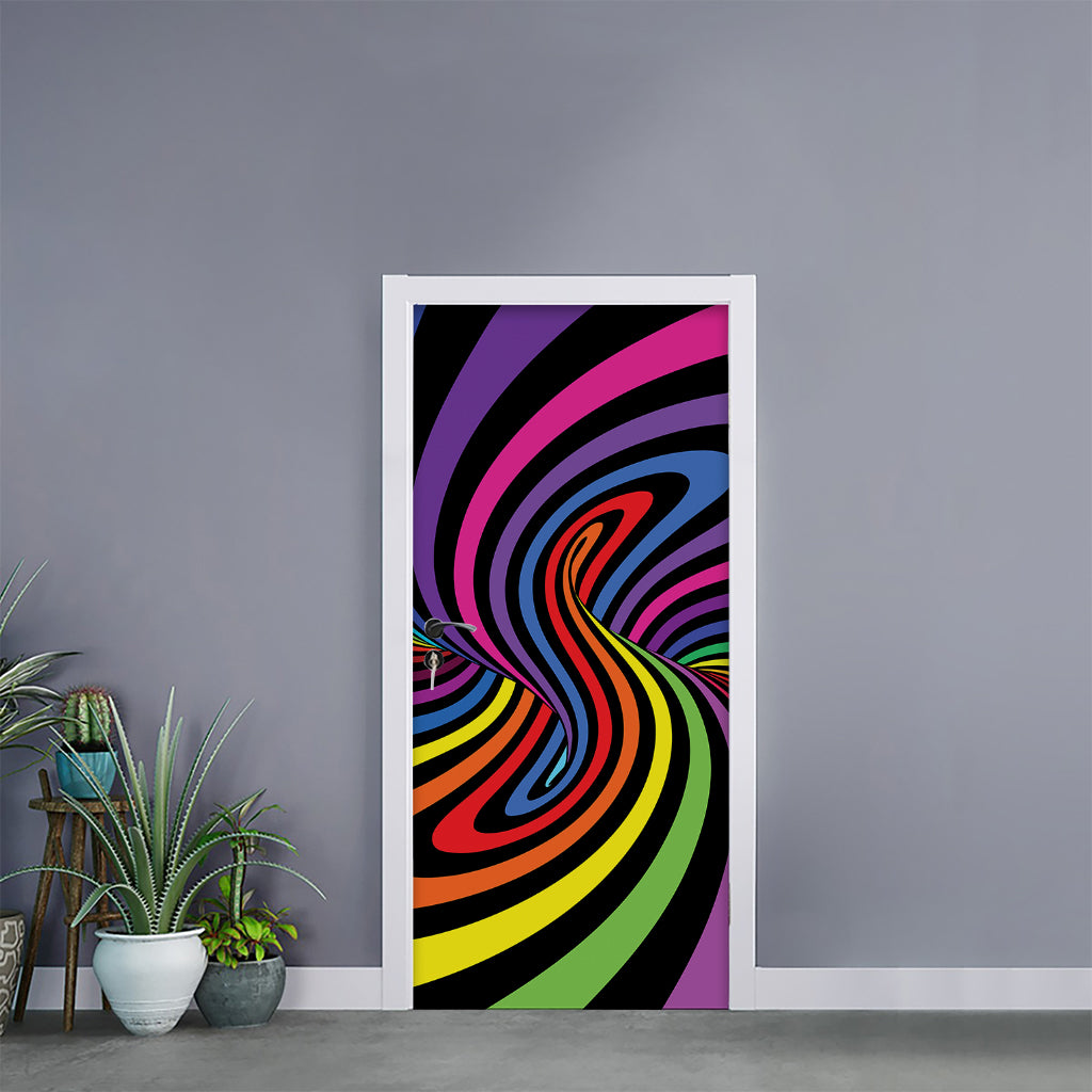 Rainbow Torus Psychedelic Print Door Sticker