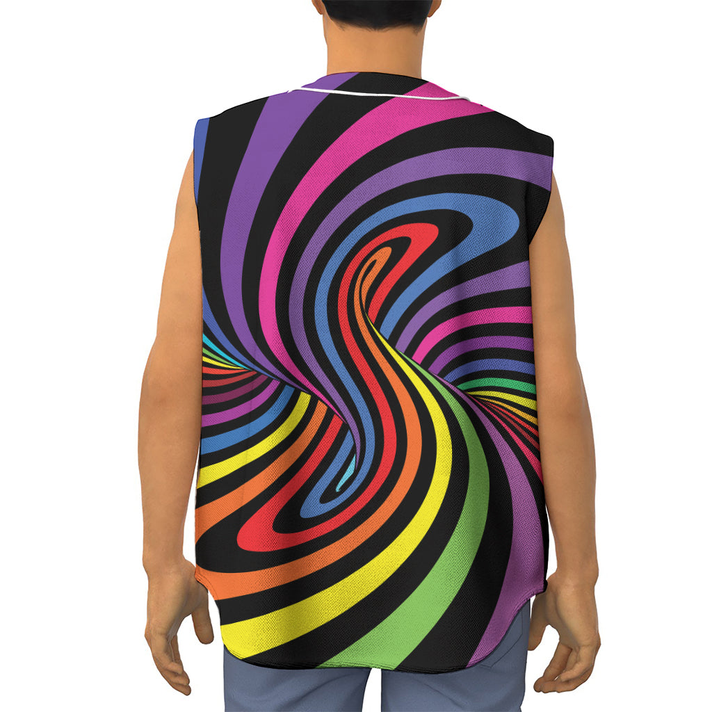 Rainbow Torus Psychedelic Print Sleeveless Baseball Jersey