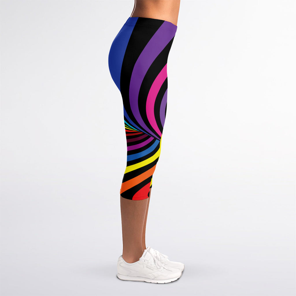 Rainbow Torus Psychedelic Print Women's Capri Leggings