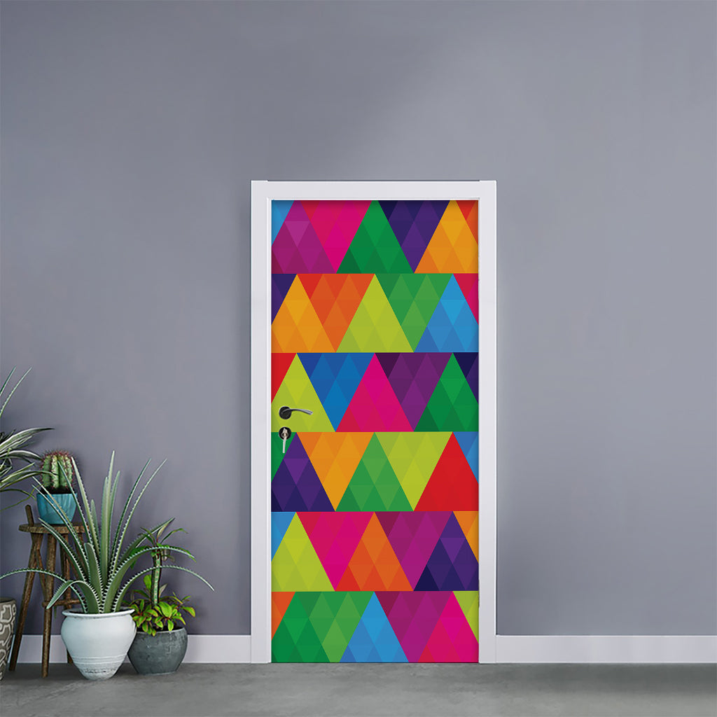 Rainbow Triangles Pattern Print Door Sticker