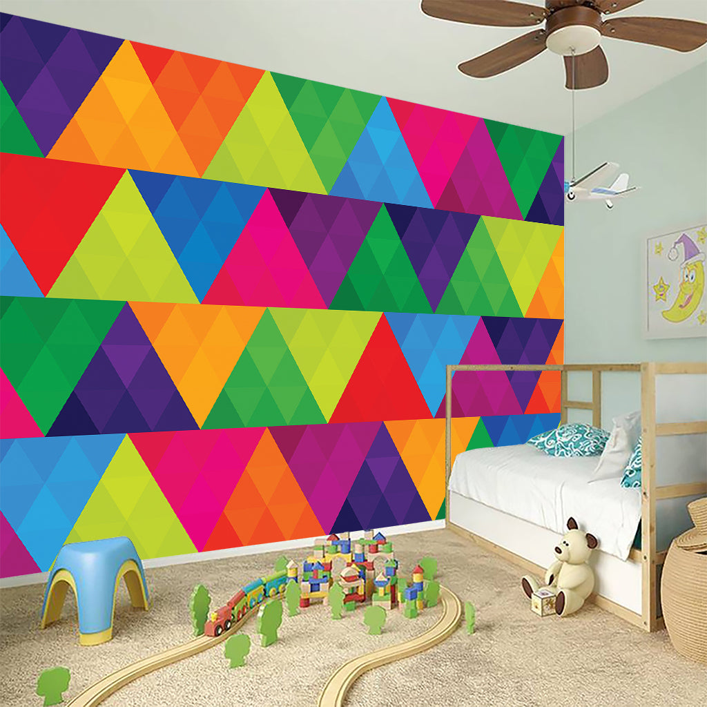 Rainbow Triangles Pattern Print Wall Sticker