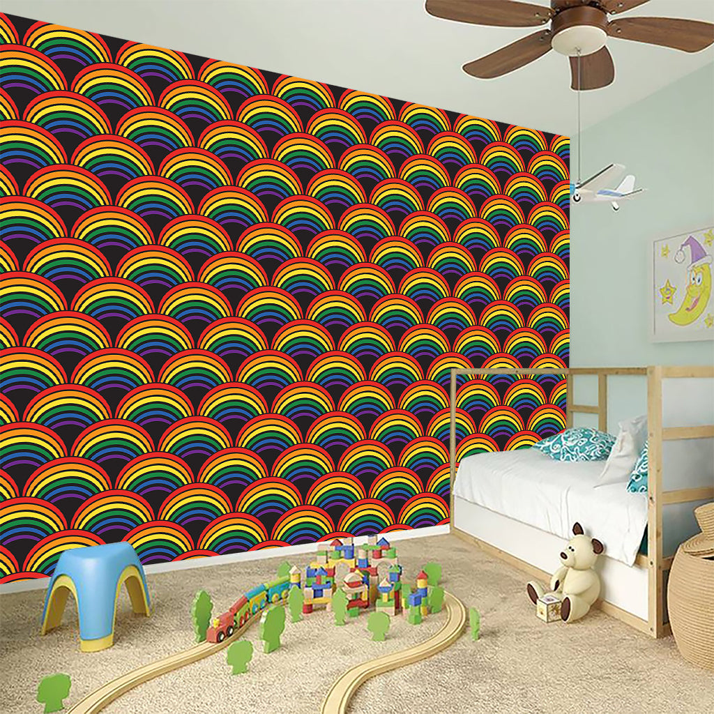 Rainbow Wave Pattern Print Wall Sticker