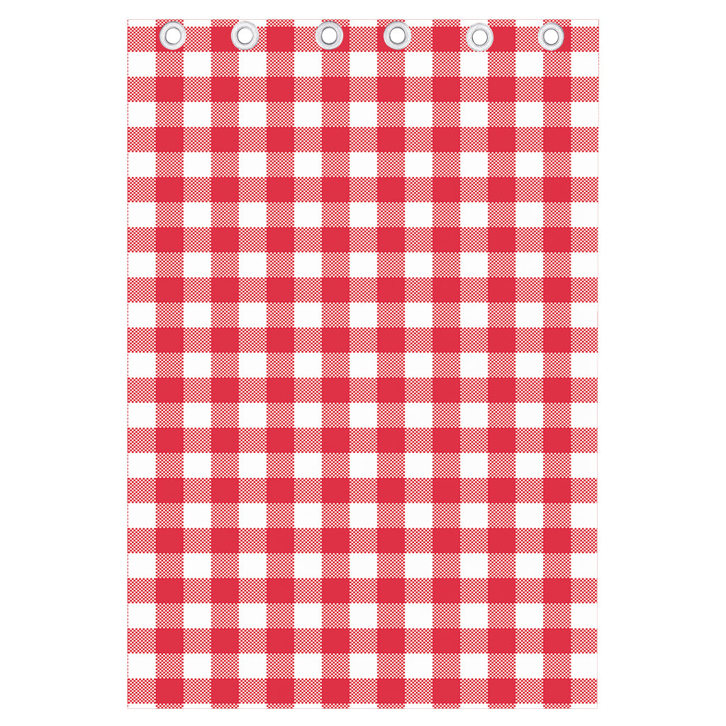 Raspberry Red And White Gingham Print Curtain