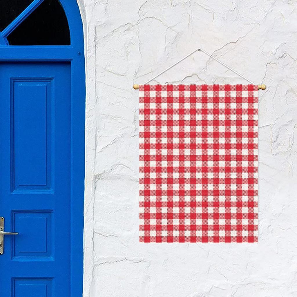 Raspberry Red And White Gingham Print Garden Flag