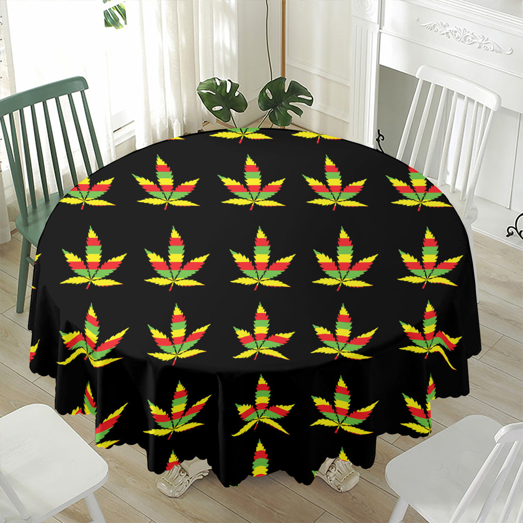 Rasta Flag Pattern Print Waterproof Round Tablecloth