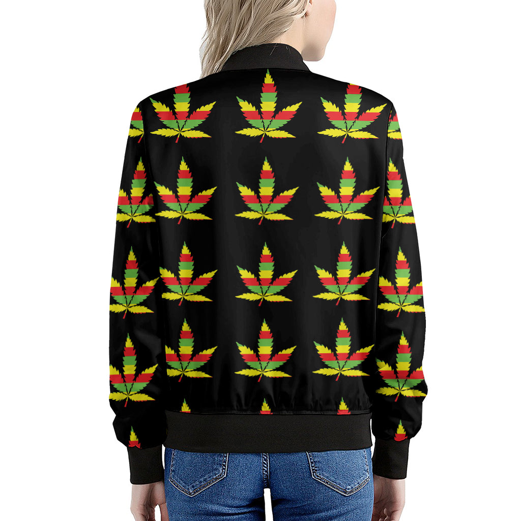 Rasta Flag Pattern Print Women's Bomber Jacket