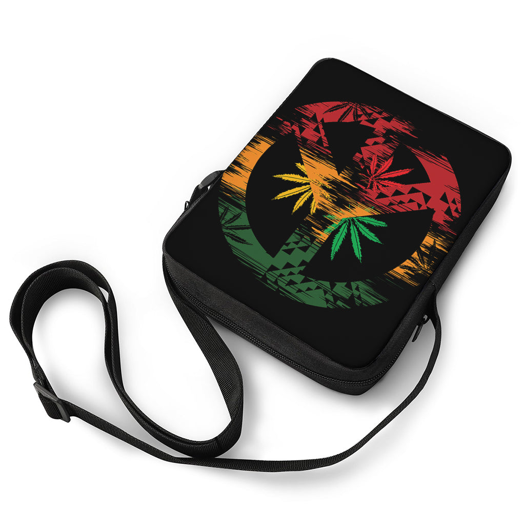 Rasta Peace Sign Print Rectangular Crossbody Bag