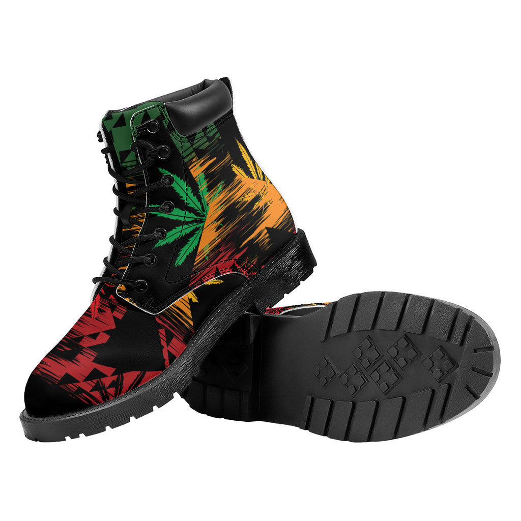 Rasta Peace Sign Print Work Boots