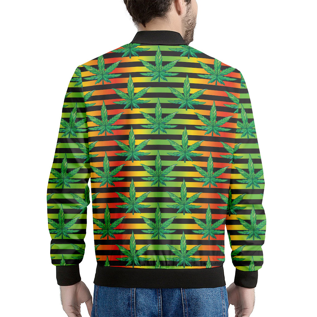 Rasta Striped Pattern Print Men's Bomber Jacket