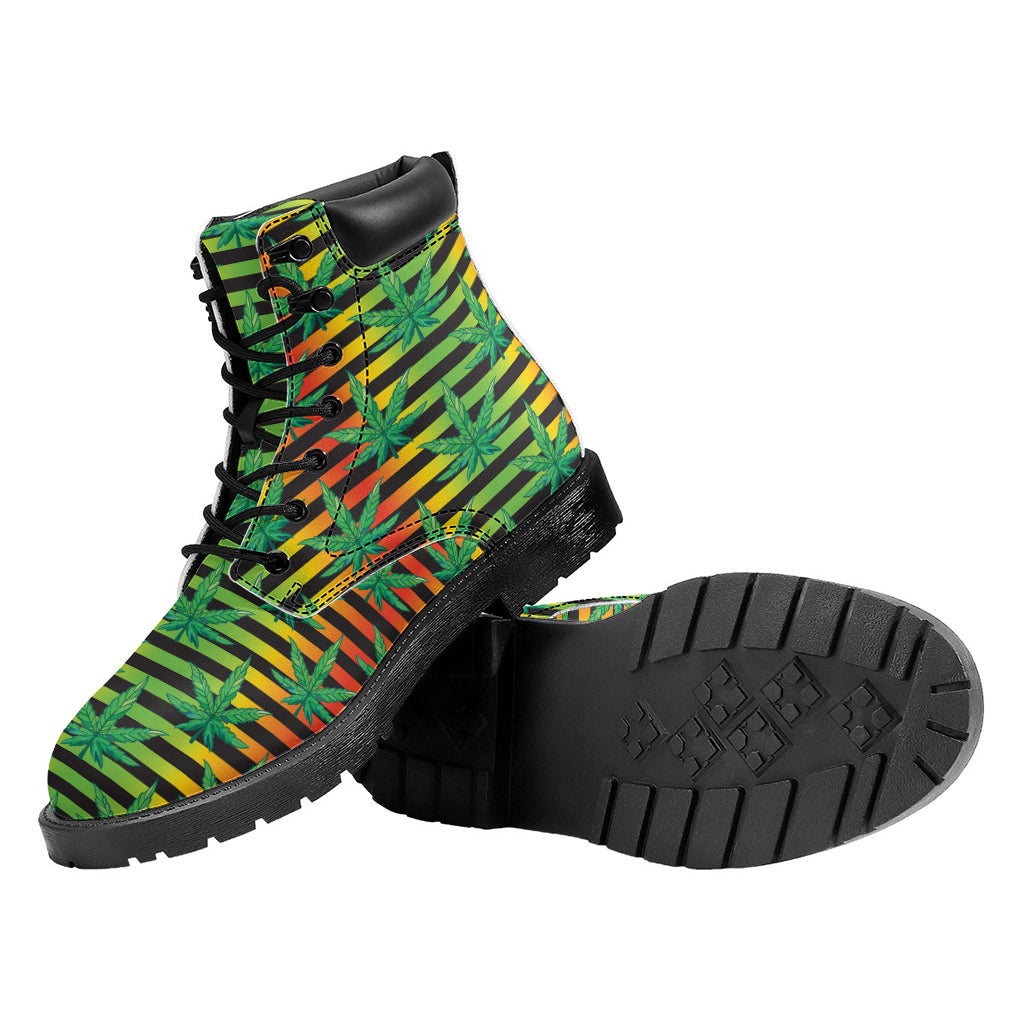 Rasta Striped Pattern Print Work Boots