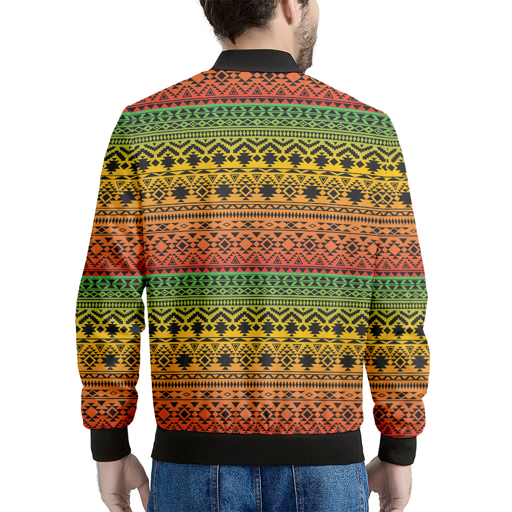 Rasta Tribal Pattern Print Men's Bomber Jacket