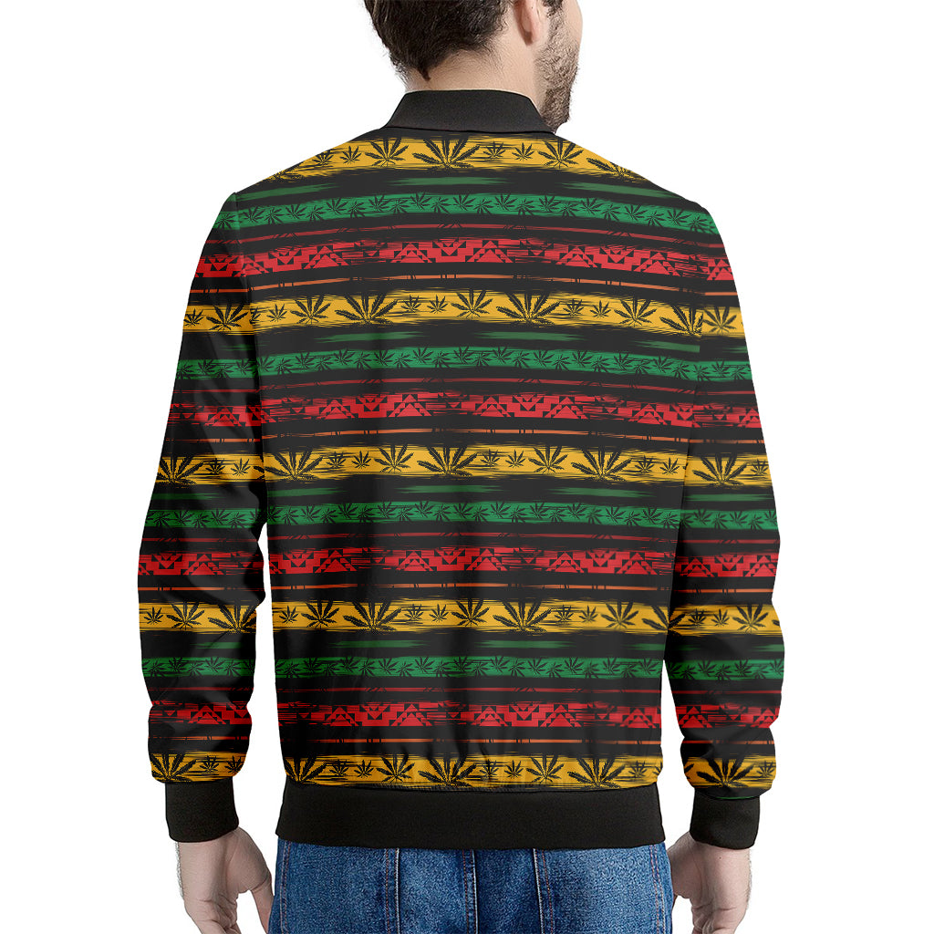Rastafarian Hemp Pattern Print Men's Bomber Jacket
