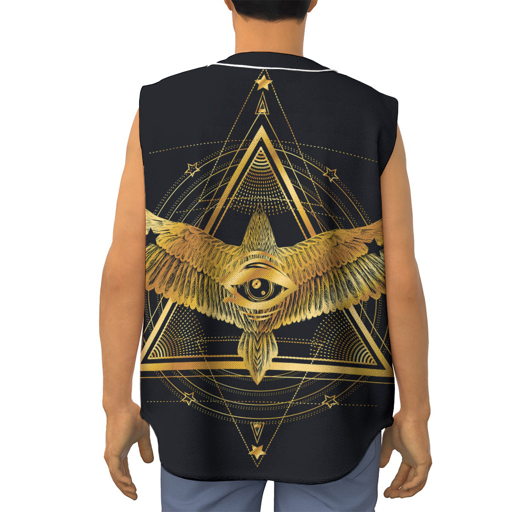 Raven Masonic Eye Print Sleeveless Baseball Jersey