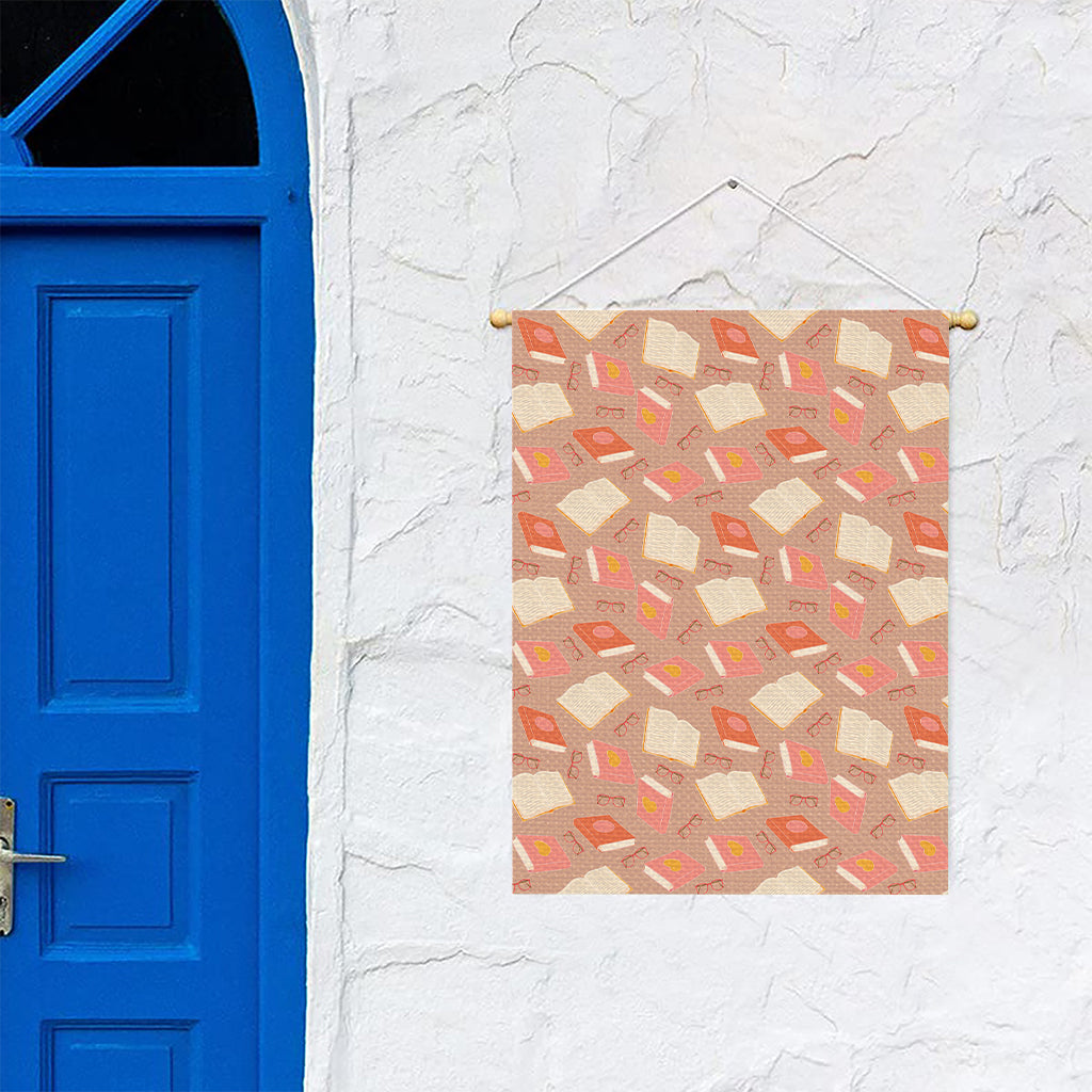 Reading Books And Glasses Pattern Print Garden Flag