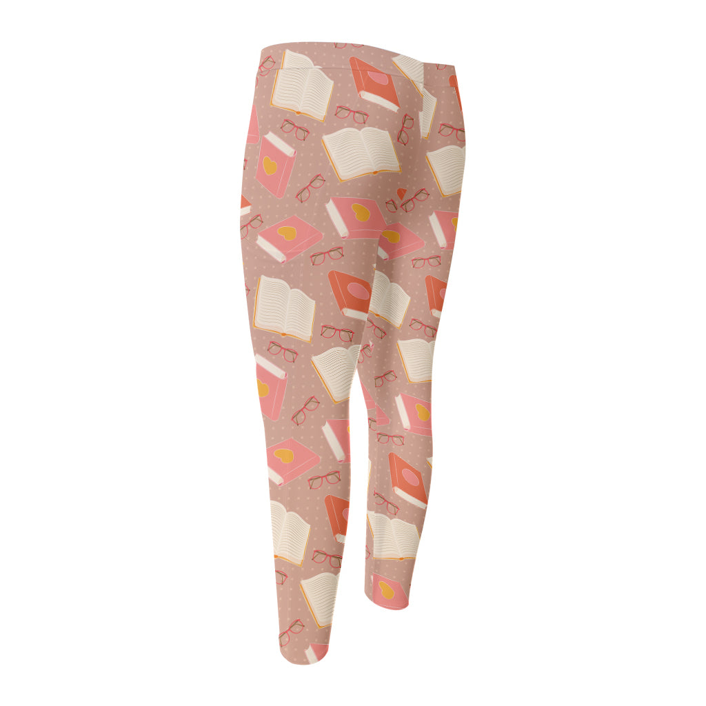 Reading Books And Glasses Pattern Print Men's Compression Pants