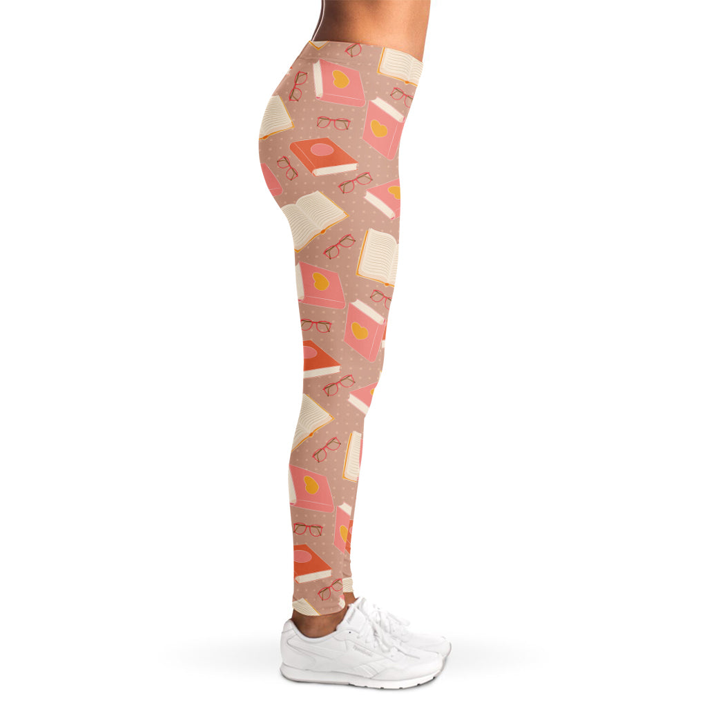 Reading Books And Glasses Pattern Print Women's Leggings