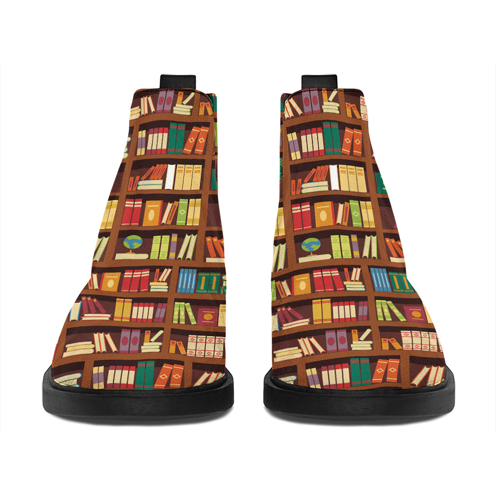 Reading Library Pattern Print Flat Ankle Boots