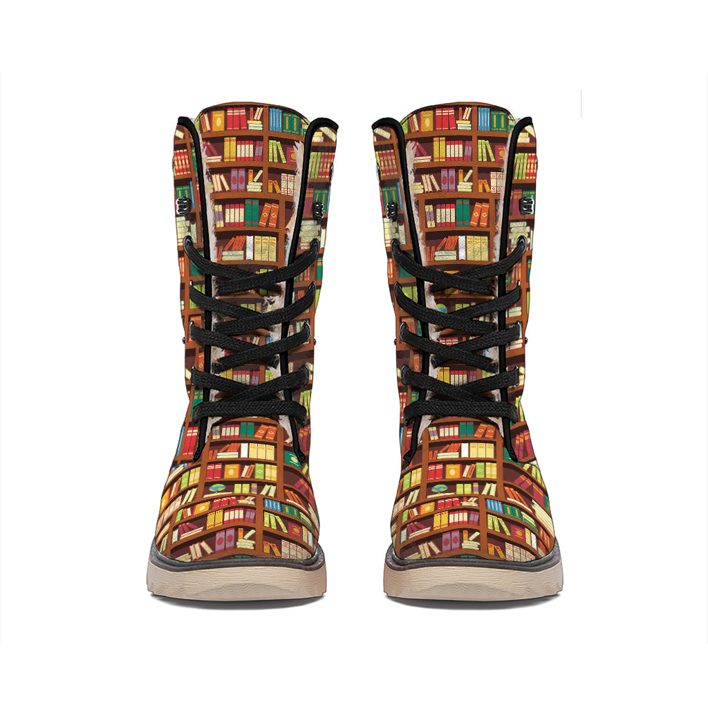Reading Library Pattern Print Winter Boots