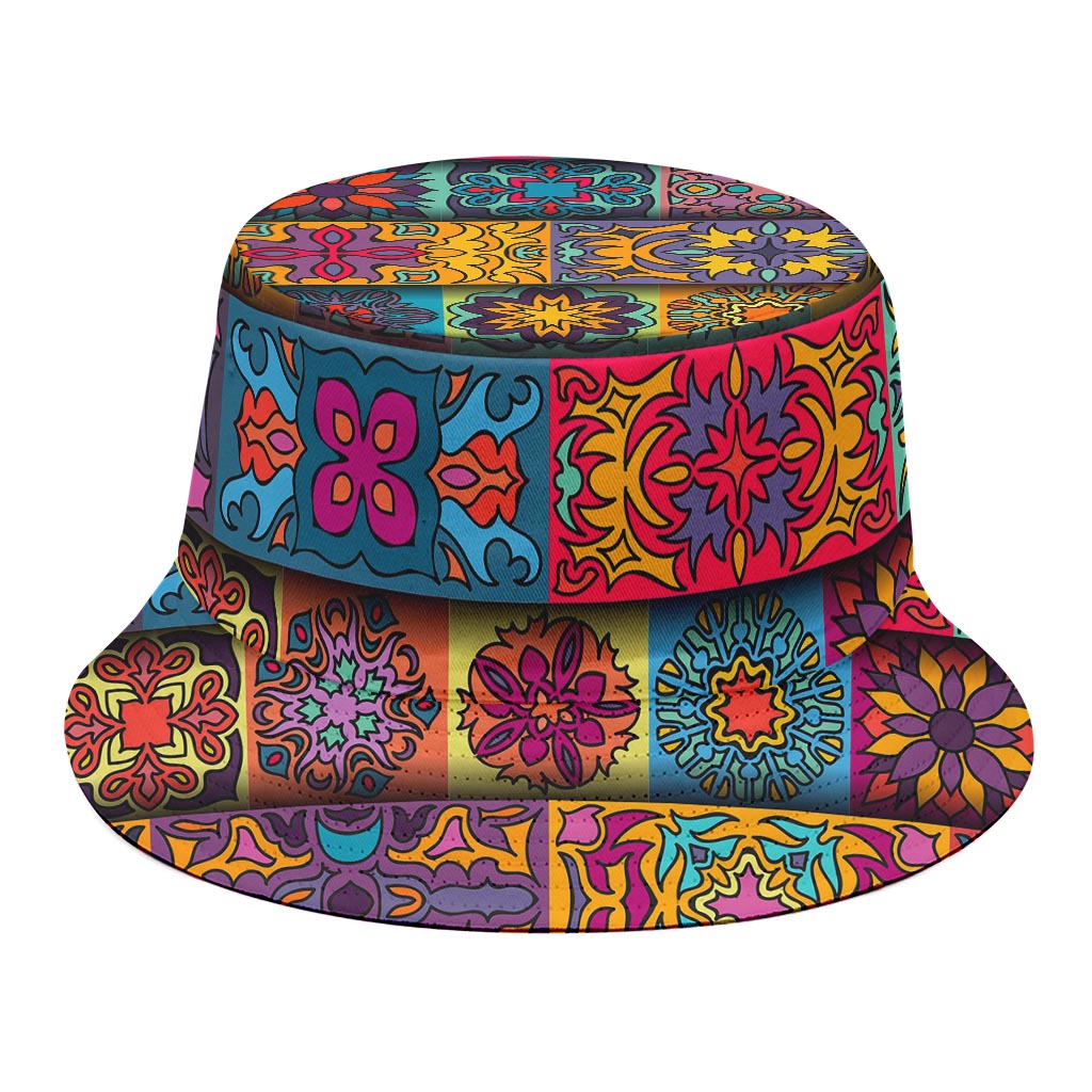 Rectangle Mandala Bohemian Pattern Print Bucket Hat