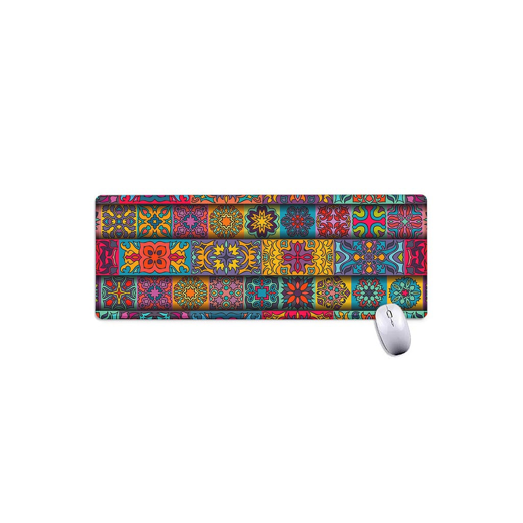 Rectangle Mandala Bohemian Pattern Print Extended Mouse Pad