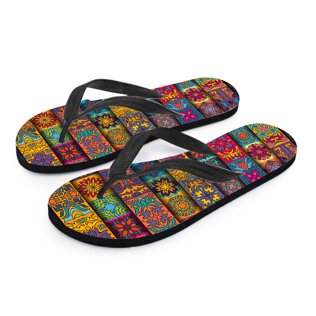Rectangle Mandala Bohemian Pattern Print Flip Flops