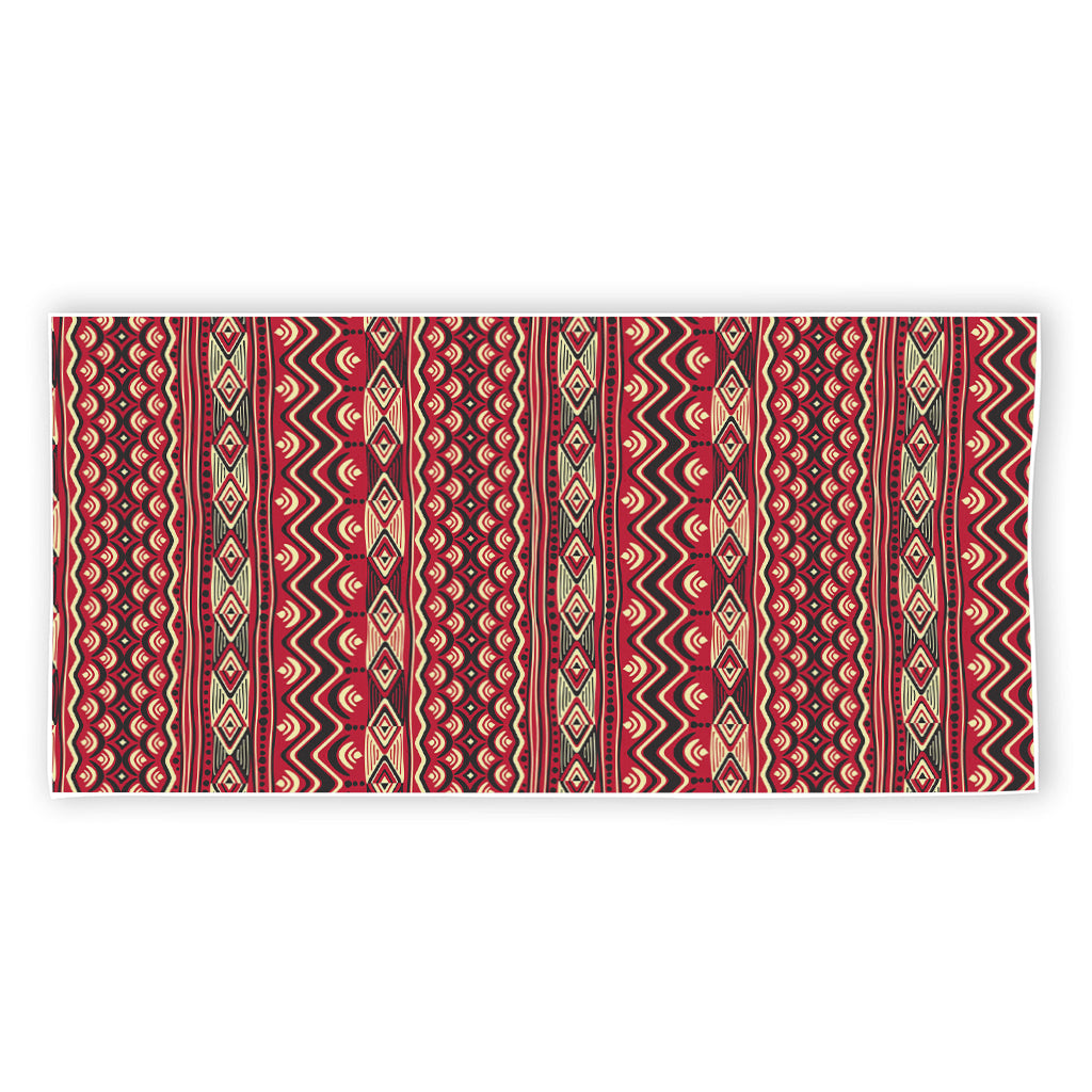 Red African Tribal Pattern Print Beach Towel