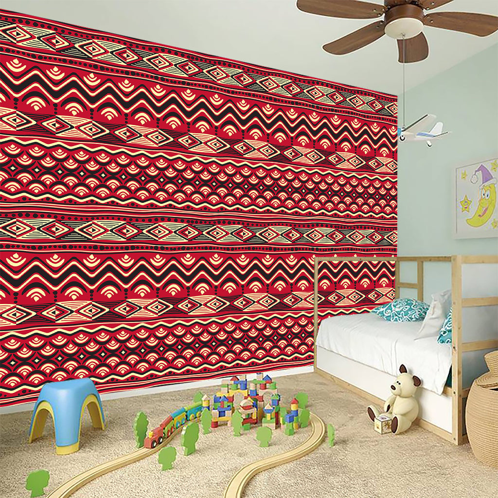 Red African Tribal Pattern Print Wall Sticker