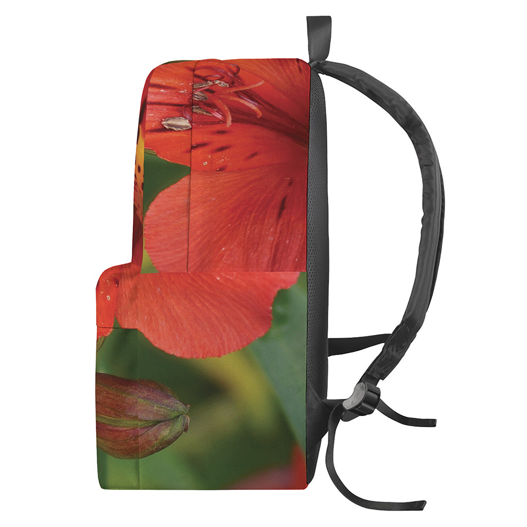 Red Alstroemeria Print Backpack