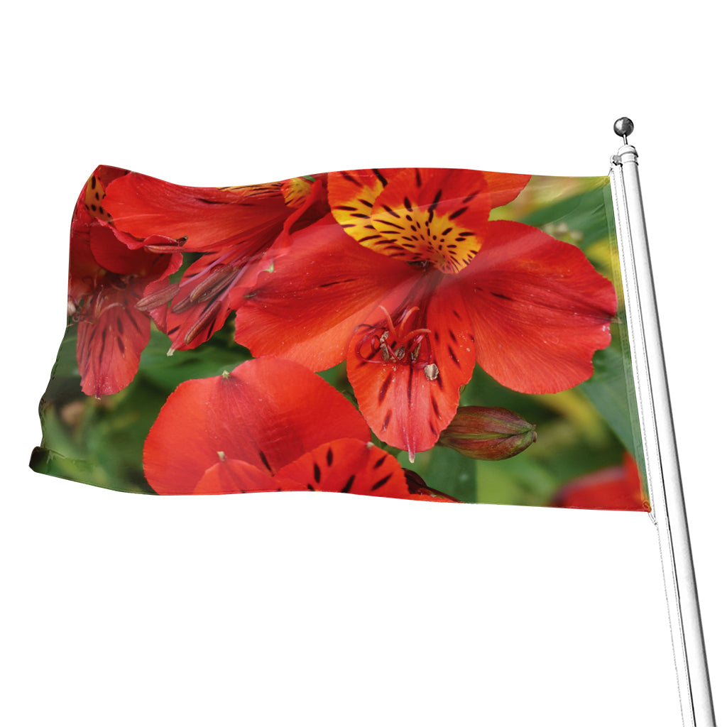 Red Alstroemeria Print Flag