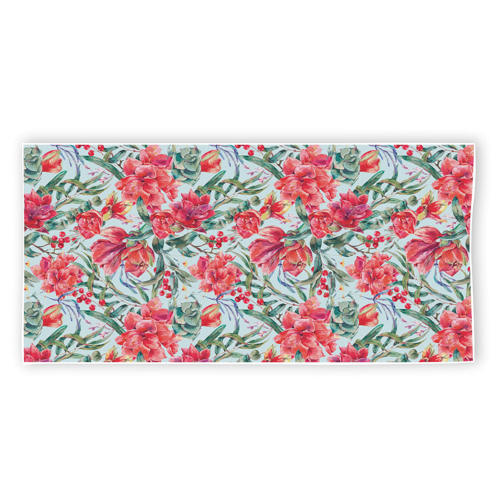 Red Amaryllis Pattern Print Beach Towel