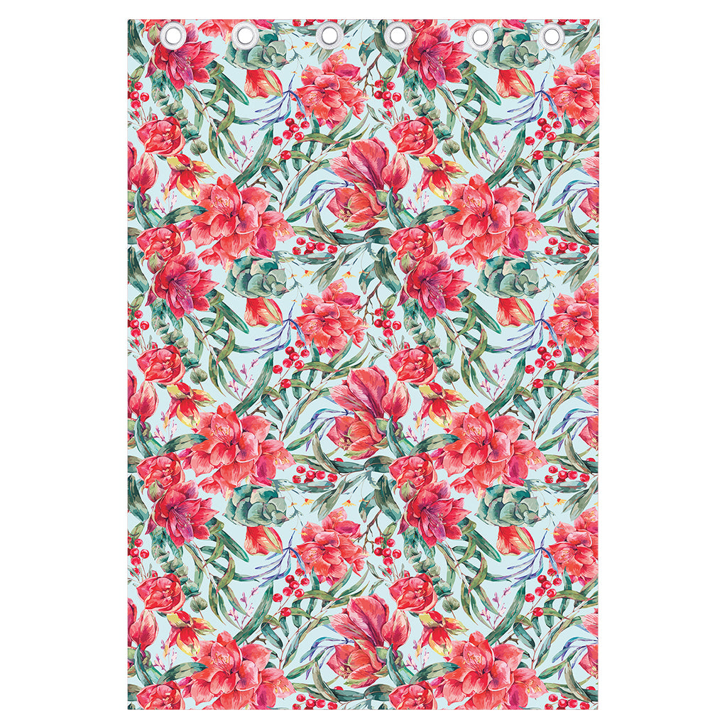 Red Amaryllis Pattern Print Curtain