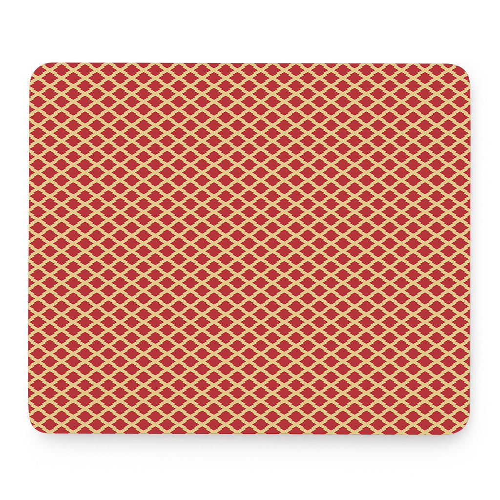 Red And Beige Japanese Pattern Print Mouse Pad