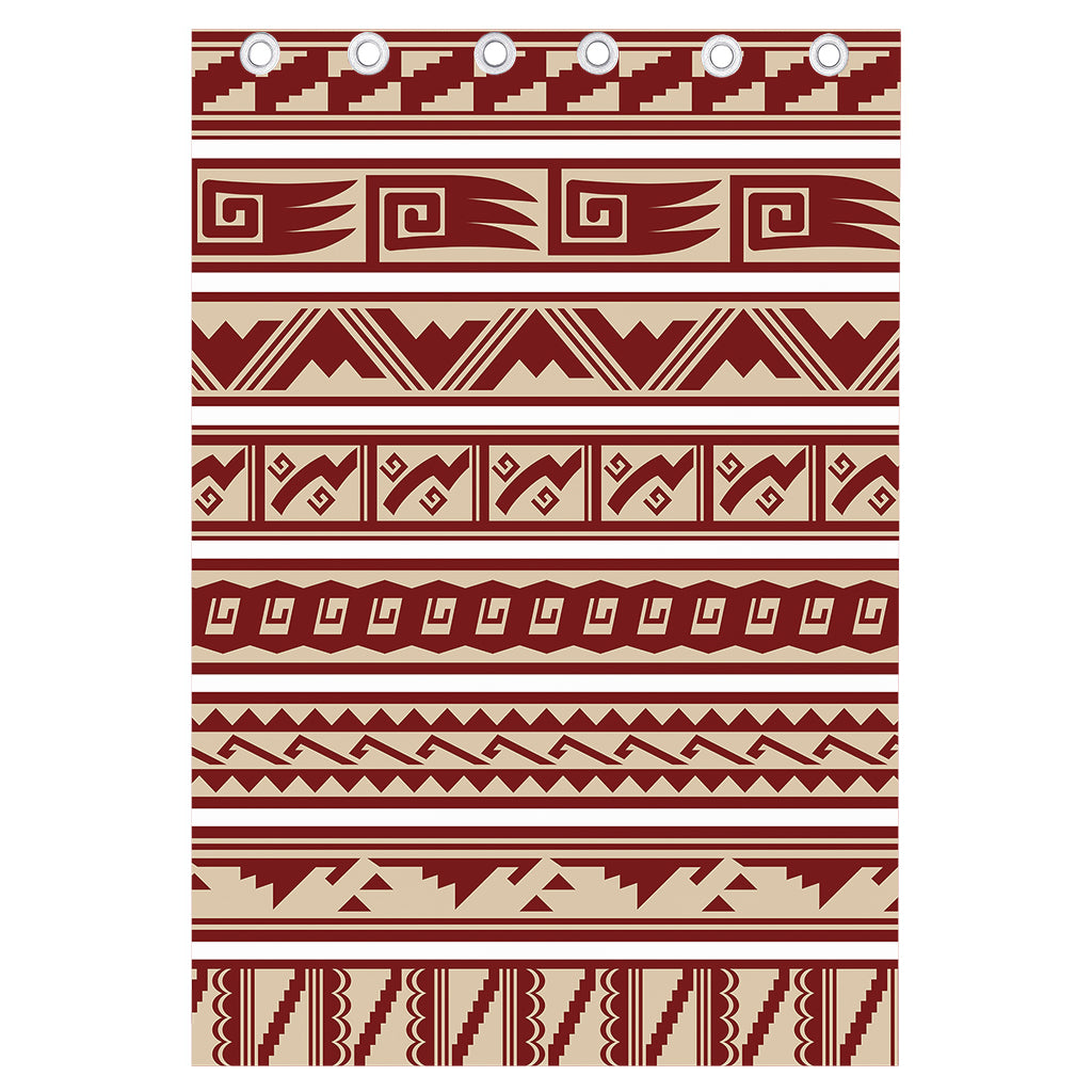 Red And Beige Southwestern Pattern Print Curtain