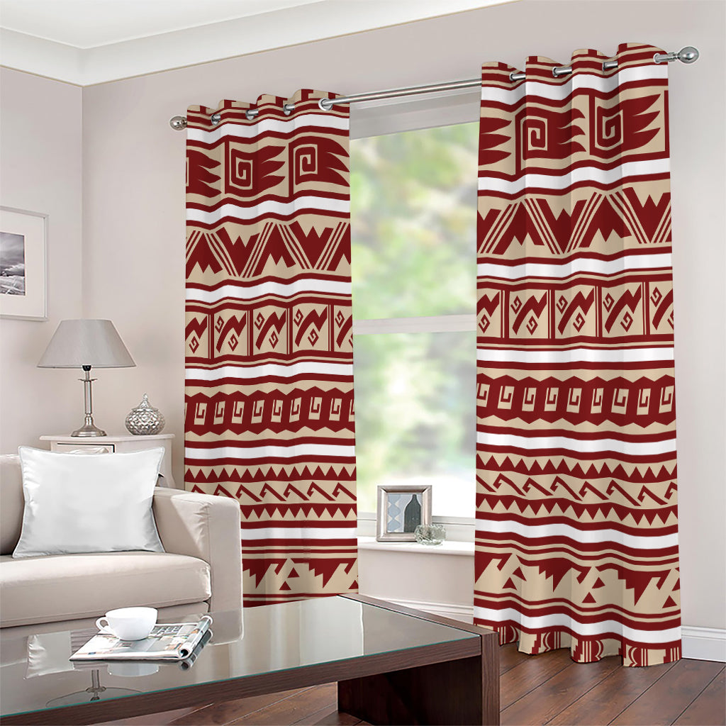 Red And Beige Southwestern Pattern Print Extra Wide Grommet Curtains