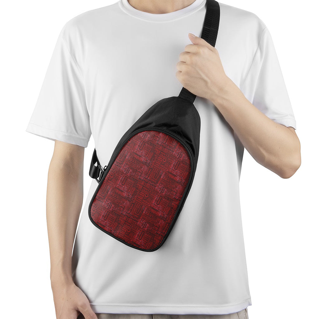 Red And Black African Ethnic Print Chest Bag